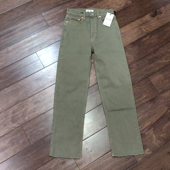 Re/Done Ultra High Rise Stove Pipe Washed Sage Jeans SIZE 25 NEW WITH TAGS - Picture 2 of 8